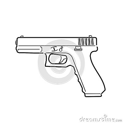 9mm semi-automatic pistol. Modern firearm vector illustration. Vector Illustration