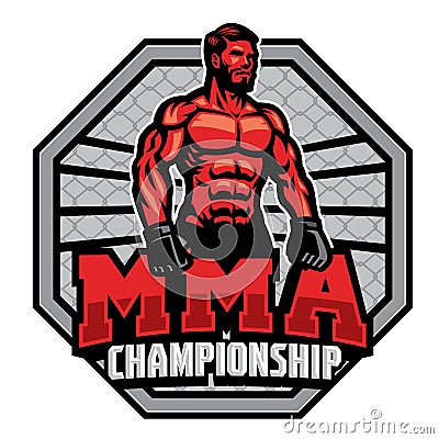 Mma championship badge design Vector Illustration