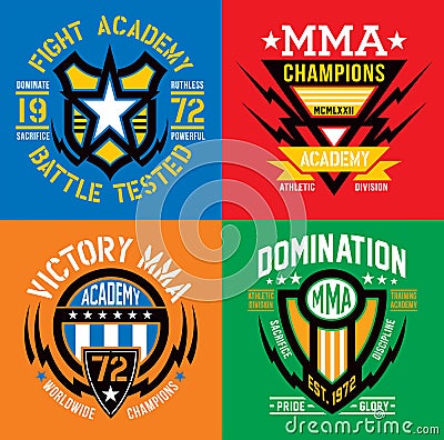 MMA fight academy emblem graphics Vector Illustration