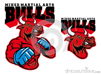 MMA fighter bull Vector Illustration