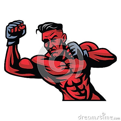 MMA Fighter Mascot Vector Vector Illustration