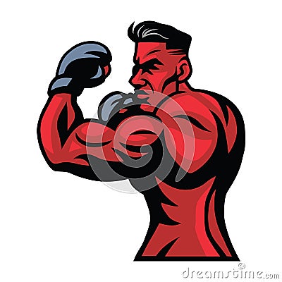 MMA Fighter Mascot Vector Vector Illustration