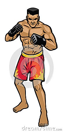 Mma fighter stance Vector Illustration