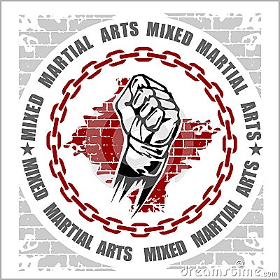 MMA mixed martial arts emblem badges Vector Illustration