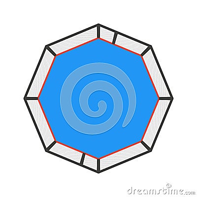 MMA octagon cage isolated. Flat fight ring. Top view of mma arena. Vector illustration. Vector Illustration