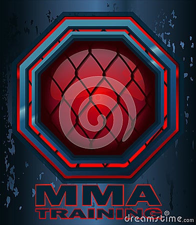 MMA Training Cage Octagon Sign. Vector Illustration