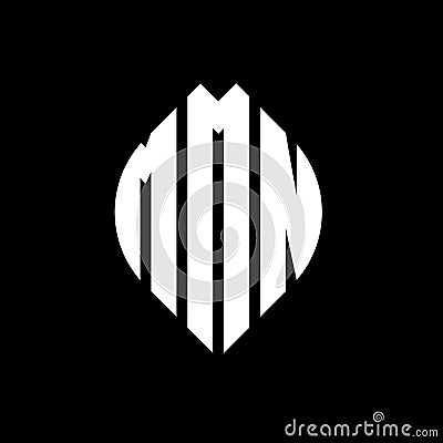 MMN circle letter logo design with circle and ellipse shape. MMN ellipse letters with typographic style. The three initials form a Vector Illustration