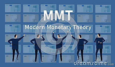 MMT modern monetary theory concept of printing money without risk of inflation economics dollar global business Stock Photo