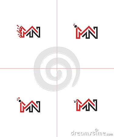 NM MN Letter Base Logo Vector Illustration