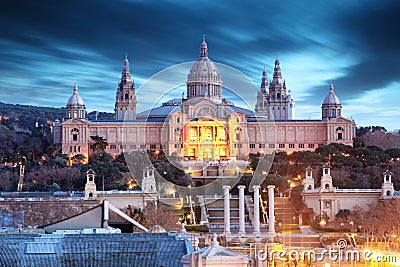 MNAC Museum located at Montjuic area in Barcelona, Spain Stock Photo