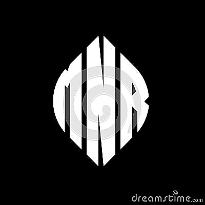 MNR circle letter logo design with circle and ellipse shape. MNR ellipse letters with typographic style. The three initials form a Vector Illustration
