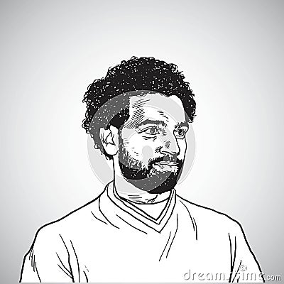 Mo Salah Vector Portrait Cartoon Caricature Drawing Illustration. May 31, 2018 Vector Illustration