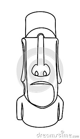 Moai - Easter Island Head continuous single line style Vector Illustration