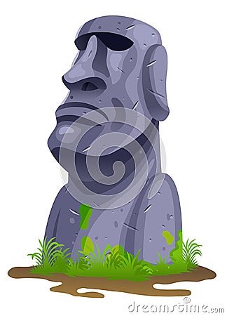 Moai on Easter Island Isolated Vector Cartoon Stone Sculpture Vector Illustration