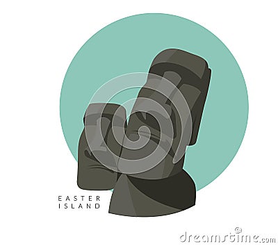 Moai - Easter Island Statues - Stock Illustration Vector Illustration