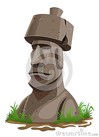 Moai Isolated Vector Cartoon Stone Sculpture Vector Illustration