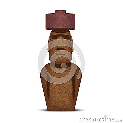 Moai is a monolithic stone statue front view, realistic vector 3d object isolated on white background, in the form of a human Stock Photo
