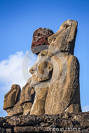 Moais statues, ahu Tongariki, easter island Stock Photo