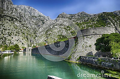 Moat and old city walls Stock Photo