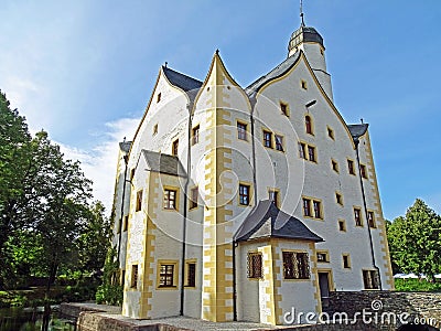 Moated Castle Wasserschloss Klaffenbach in Chemnitz Stock Photo