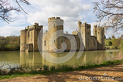 Moated medieval castle fortress Stock Photo