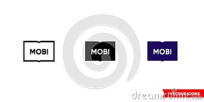 MOBI icon of 3 types color, black and white, outline. Isolated vector sign symbol Stock Photo