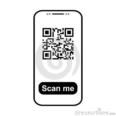 Mobil scan flat icon isolated on white background. QR code reader vector illustration Vector Illustration
