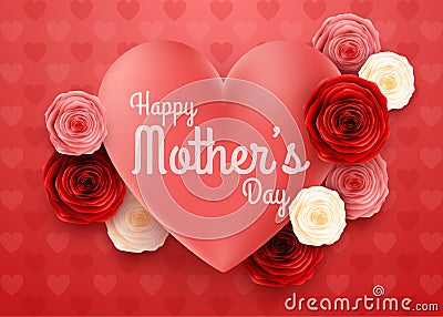 Happy Mother`s Day with Hearts background Vector Illustration