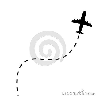 Airplane line path Vector Illustration