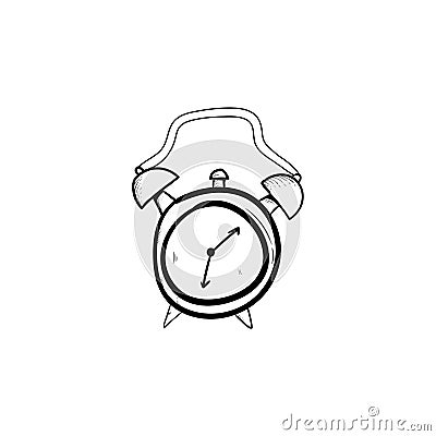 Alarm Hand drawn wristwatch, doodle sketch watches, alarm clocks and timepiece set Vector Illustration