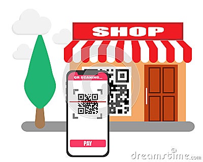 Scan QR code with Mobile Phone in the payment Stock Photo