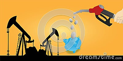 Hand holding a oil nozzle Vector Illustration