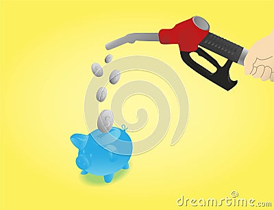 Save on fuel cost with yellow background Vector Illustration