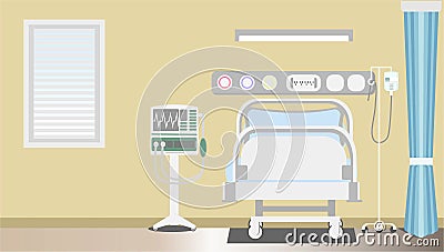 Interior intensive therapy patient space with copy flat vector illustrator Vector Illustration