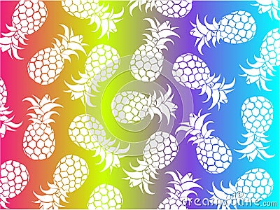 Vector tropical background of white pineapples summer. holiday illustration in vector Vector Illustration