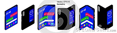 SmartPhone Tablet with Foldable Screen. Fold smart phone. Vector Illustration