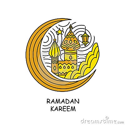 Ramadan kareem arabic muslim islamic islam religion celebration mubarak greeting Vector Illustration