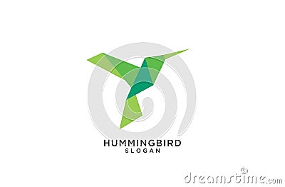 Mosaic Hummingbird abstract green simple modern logo isolated background Stock Photo