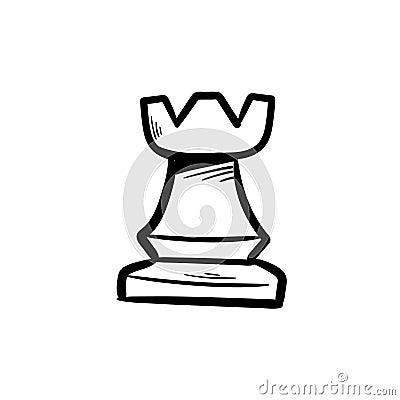 Chess castle doodle icon vector hand drawing Vector Illustration