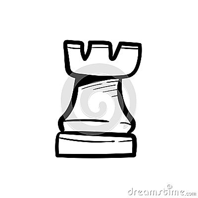 Chess castle doodle icon vector hand drawing Stock Photo