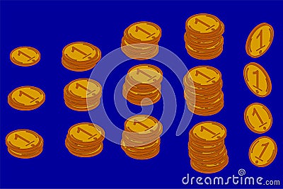 A stairway or podium of gold coins Vector Illustration