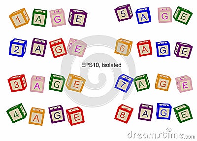 Age line, numbers of ages. Illustration for books or posters. Vector Illustration