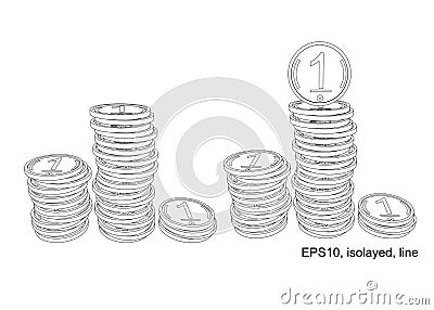 Podium of stacks of coins. Vector Illustration