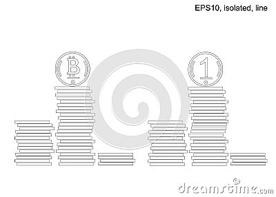 Podium of stacks of coins. Vector Illustration