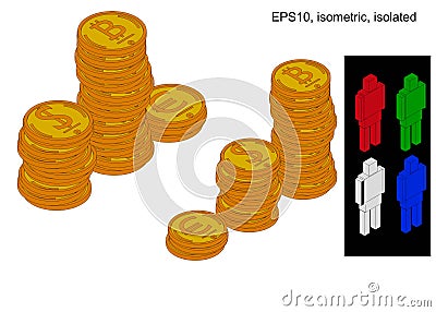 Podium of stacks of coins Vector Illustration