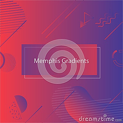 MobileRed-blue Banner in Memphis style. Abstract geometric shapes composition. Use for poster, invitation Stock Photo