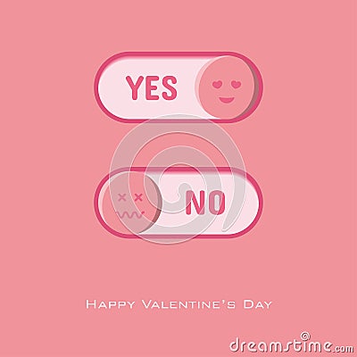 Yes and no button to choose for Valentine`s day Stock Photo