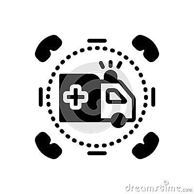 Black solid icon for emergencies , medical and rescue Stock Photo