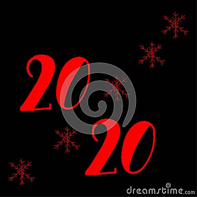 2020 text design red color, Collection of Happy New Year and happy holidays Stock Photo