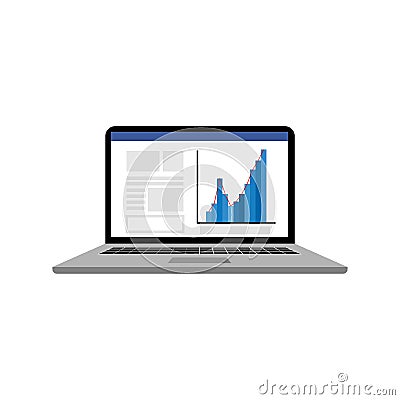 Laptop with news and graph on screen Vector Illustration